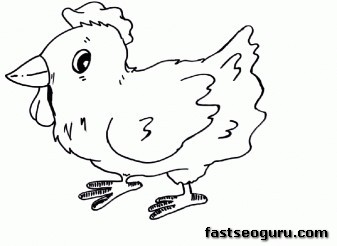 Print Farm chickens coloring pages for kids